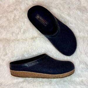 Haflinger Dark Blue Wool Slip-Ons